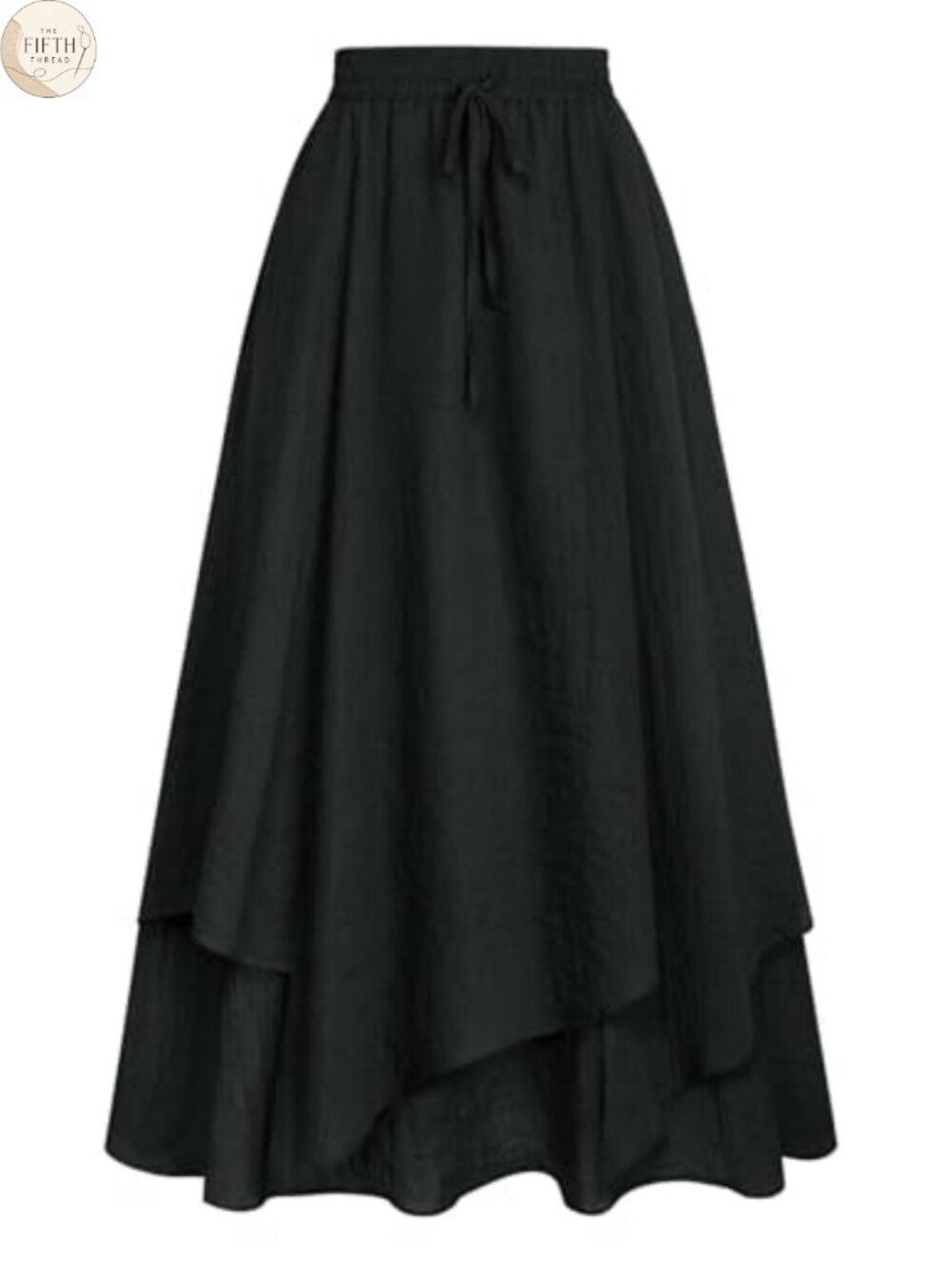 Renaissance A-Line Layered Maxi Skirt Elastic High Waist Drawstring